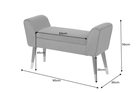Bancă SCARLETT 90 cm catifea bej cafea [8]