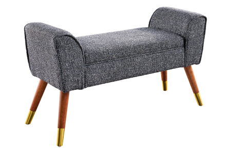 Scaune & fotolii - Bancă SCARLETT 90 cm din țesătură bouclé antracit, în stil retro