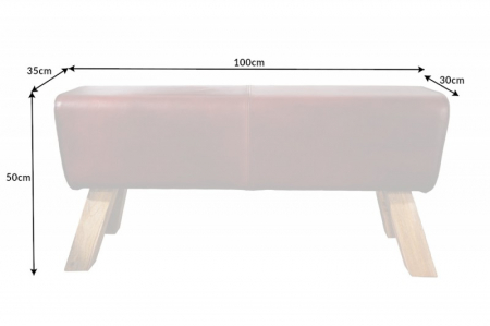Bancă TURNBOCK 100 cm cu tapiterie din piele naturală si lemn de mango  [6]