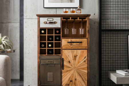 Bar ATELIER 120 cm din lemn de pin, maro vintage [3]