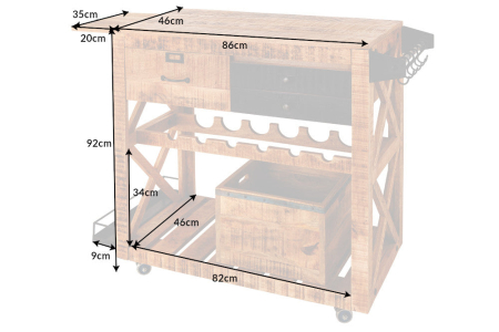 Bar BODEGA lemn de mango, 90 cm [9]