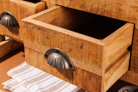 Bar BODEGA pe roti din lemn de mango, 80 cm [5]