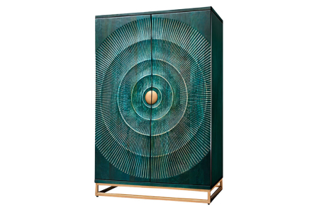 Bufete & baruri - Bar GOLDEN SUNSET 140 cm 3D din lemn de mango, turcoaz