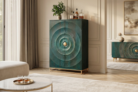 Bar GOLDEN SUNSET 140 cm 3D din lemn de mango, turcoaz [3]