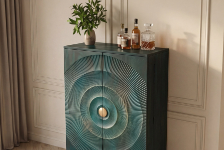 Bar GOLDEN SUNSET 140 cm 3D din lemn de mango, turcoaz [7]