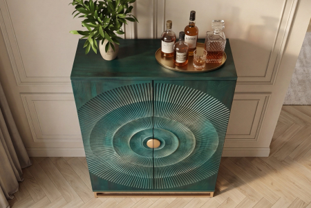 Bar GOLDEN SUNSET 140 cm 3D din lemn de mango, turcoaz [5]