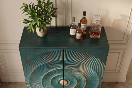 Bar GOLDEN SUNSET 140 cm 3D din lemn de mango, turcoaz [6]