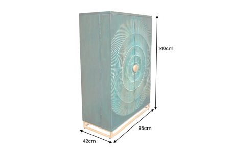 Bar GOLDEN SUNSET 140 cm 3D din lemn de mango, turcoaz [11]
