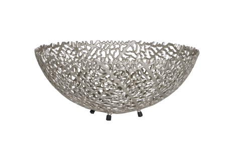 Decorațiuni - Bol ABSTRACT LEAF 45 cm argintiu