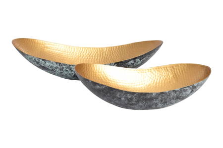 Decorațiuni - Bol decorativ ABSTRACT ORIENT 43-54 cm cu efect de lovituri de ciocan, auriu și patinat