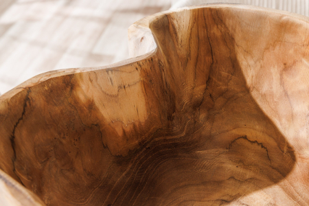 Bol decorativ FLOWERS 35 cm din lemn de tec natural [12]