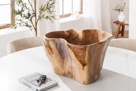 Bol decorativ FLOWERS 35 cm din lemn de tec natural [7]