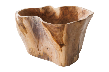 Decorațiuni - Bol decorativ FLOWERS 35 cm din lemn de tec natural