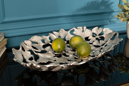 Bol decorativ FRUNZE DE GINKGO 50x30cm argintiu [2]