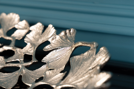 Bol decorativ FRUNZE DE GINKGO 50x30cm argintiu [6]