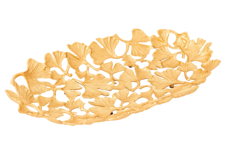 Decorațiuni - Bol decorativ FRUNZE DE GINKGO 50x30cm auriu