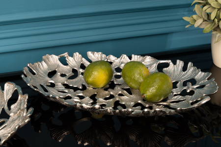 Bol decorativ GINKGO LEAVES 40x26cm argintiu [2]