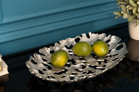 Bol decorativ GINKGO LEAVES 40x26cm argintiu [3]