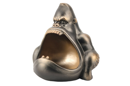 Decorațiuni - Bol decorativ KING APE 35 cm cu compartiment de depozitare, bronz