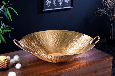Bol decorativ ORIENT 55 cm cu efect de lovituri de ciocan auriu [3]