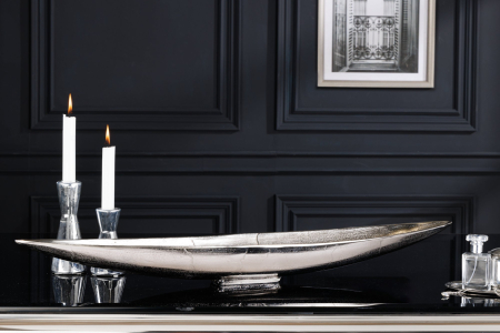 Bol decorativ SILVER LEAF 80 cm, aluminiu argintiu antic [3]