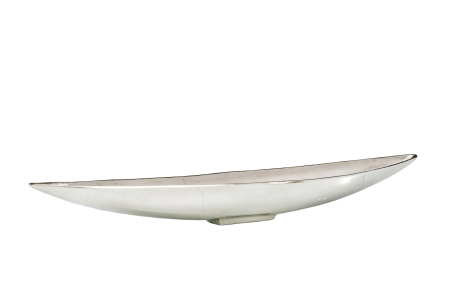 Decorațiuni - Bol decorativ SILVER LEAF 80 cm, aluminiu argintiu antic