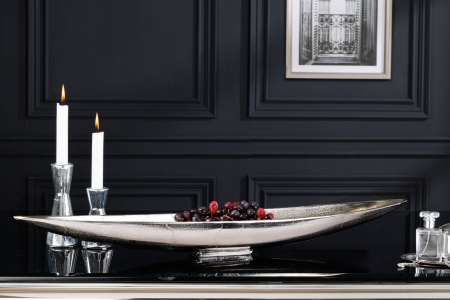 Bol decorativ SILVER LEAF 80 cm, aluminiu argintiu antic [4]