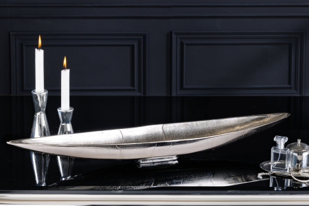 Bol decorativ SILVER LEAF 80 cm, aluminiu argintiu antic [2]