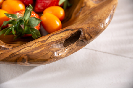 Bol din lemn de rădăcină 30 cm, lemn de tec natural [5]