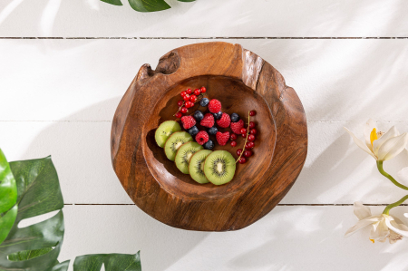 Bol din lemn de rădăcină 30 cm, lemn de tec natural [4]