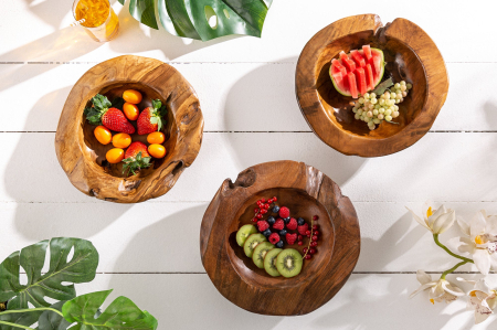 Bol din lemn de rădăcină 30 cm, lemn de tec natural [3]