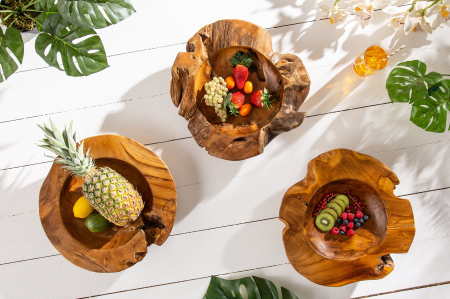 Bol din lemn de rădăcină 40 cm, lemn de tec natural [4]