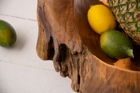 Bol din lemn de rădăcină, 50 cm, lemn de tec natural [7]