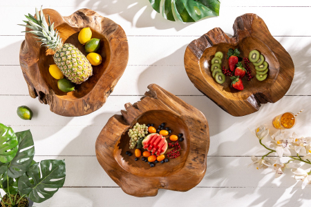 Bol din lemn de rădăcină, 50 cm, lemn de tec natural [4]