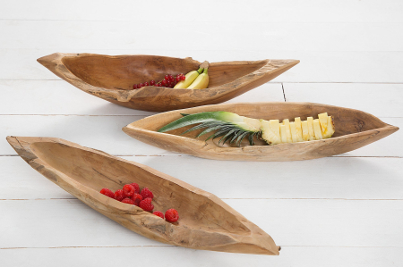 Bol din lemn de rădăcină 60 cm, lemn de tec neșlefuit, natural [2]