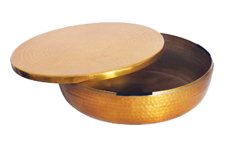 Decorațiuni - Bol ORIENT cu capac 40 cm aluminiu auriu