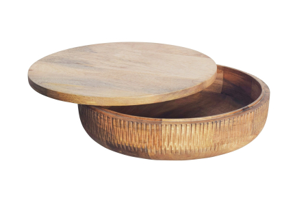 Decorațiuni - Bol PURE NATURE cu capac, 40 cm, lemn de mango