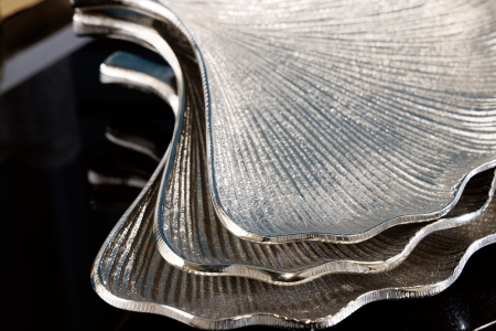 Boluri decorative GINKGO set de 3 argintii [6]