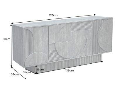 Bufet ART DECO din lemn de mango gri, 170 cm [8]