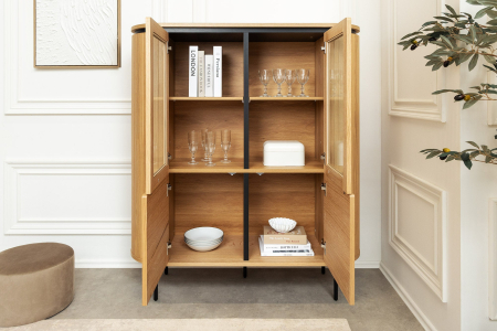 Bufet ATELIER 140 cm, aspect de stejar natural, cu picioare negre [5]