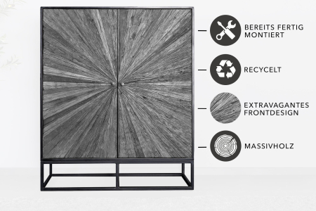 Bufet BARRACUDA din lemn de mango si lemn de tec gri, 120 cm [8]