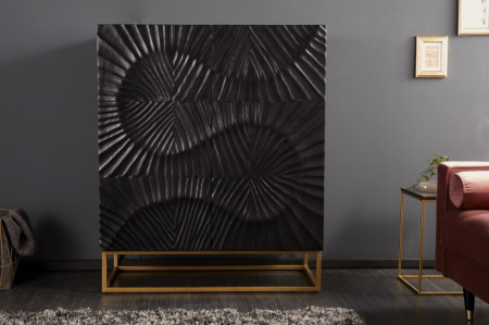 Bufet din lemn de mango negru Scorpion 120 cm [2]