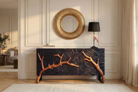Bufet FOREST 160 cm din lemn de mango 3D, negru-maro [6]