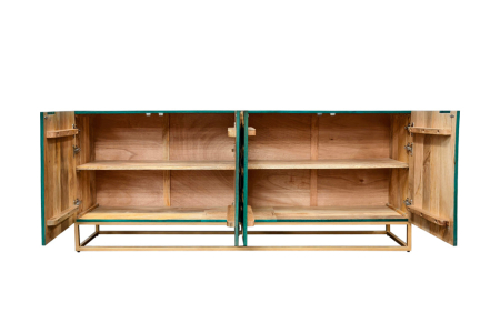 Bufet GOLDEN LAGOON 180 cm 3D lemn de mango metal turcoaz auriu [7]