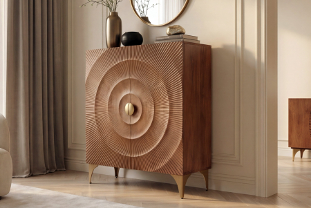 Bufet GOLDEN SUNSET 120 cm, lemn de mango 3D, maro [3]