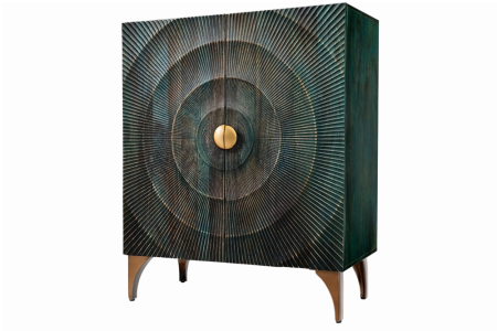Bufete & Baruri - Bufet GOLDEN SUNSET 120 cm, lemn de mango 3D, turcoaz