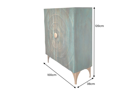 Bufet GOLDEN SUNSET 120 cm, lemn de mango 3D, turcoaz [8]