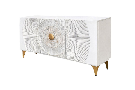 Bufet GOLDEN SUNSET 140 cm 3D din lemn de mango, alb