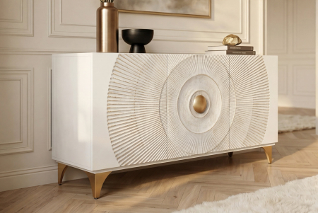 Bufet GOLDEN SUNSET 140 cm 3D din lemn de mango, alb [3]