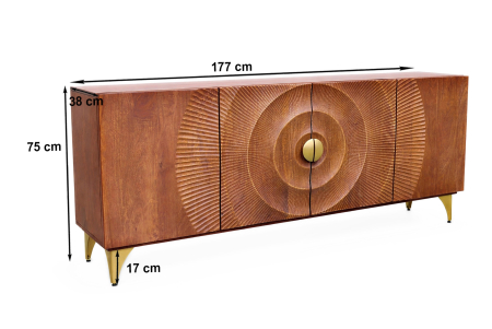 Bufet GOLDEN SUNSET 180 cm, lemn de mango 3D, maro [10]